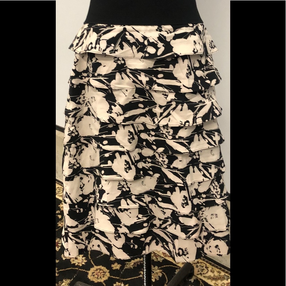 Alfani layered skirt, tan and black, elastic waist